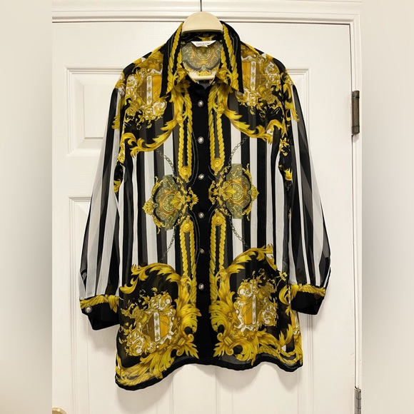 Vintage baroque striped blouse 🖤🤎 - Picture 6 of 6